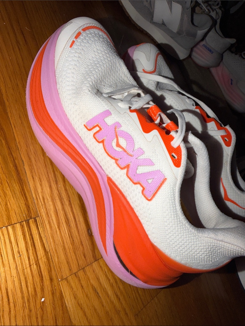 HOKA Skyward X Women's White Orange Pink Running Shoe